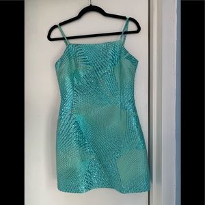Shimmery blue & green mini dress